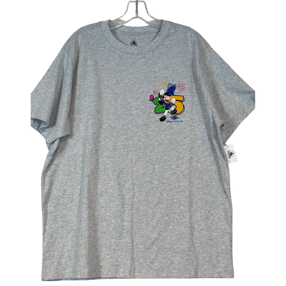 NWT Disney Cruise Line 25th Anniversary Mickey Mouse Gray T-Shirt Mens Large NEW